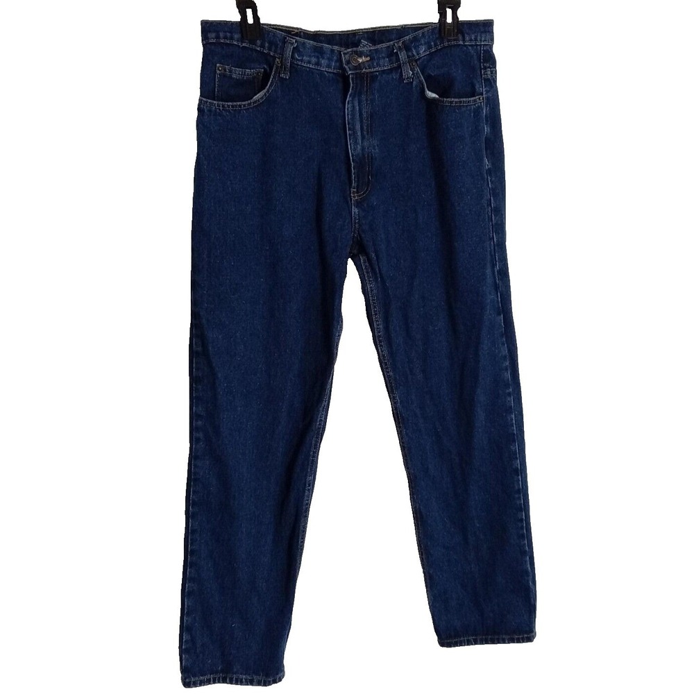 FULL BLUE Denim Jeans 38 X 32 Straight Leg Relaxed Thigh Dark‎ Wash 5 Pocket